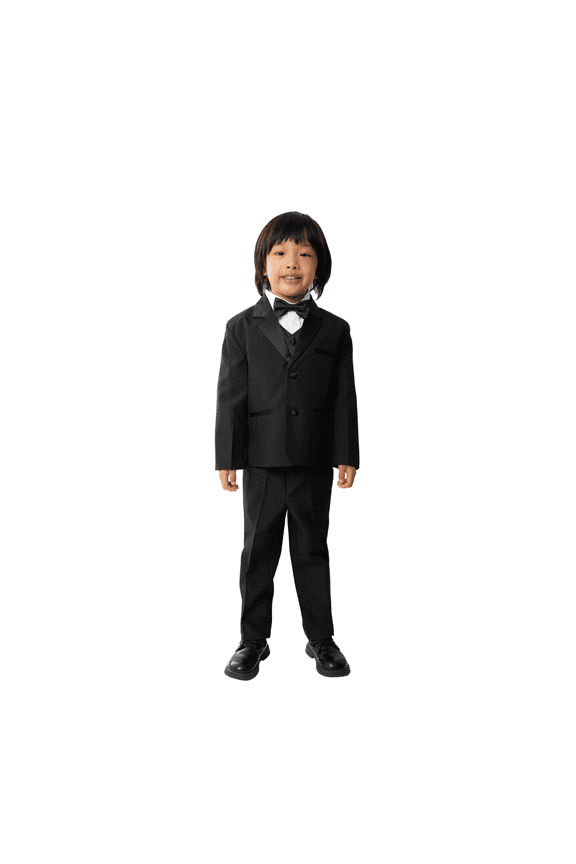 Boys 5-Piece Wedding & Ring Bearer Formal Tuxedo Set - Jett Black (Toddler)