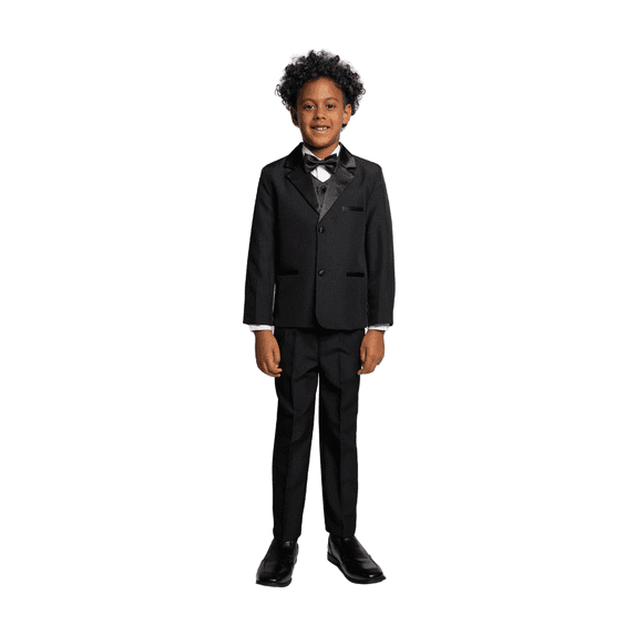 Suit The Boyz Boys 5-Piece Wedding & Ring Bearer Formal Tuxedo Set - Jett Black (Little & Big Boys)
