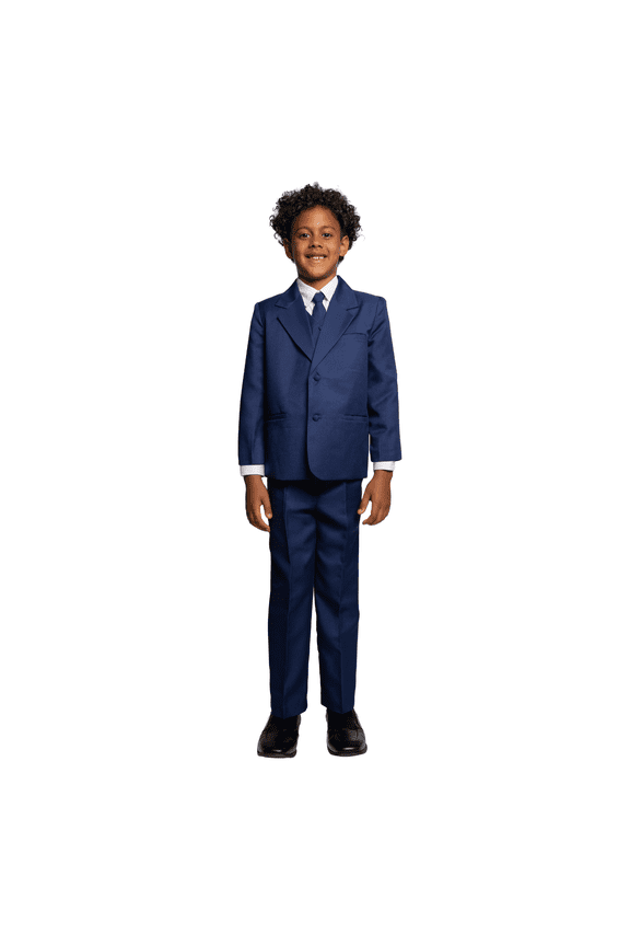 Boys 5-Piece Wedding & Ring Bearer Formal Suit Set - Leo Indigo (Little & Big Boys)