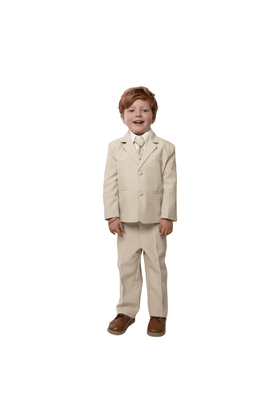 Boys 5-Piece Wedding & Ring Bearer Formal Suit Set - Leo Sand (Toddler)