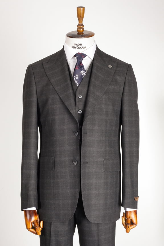 Suit, Vest Dovetail Collar Slim Fit 100% Handmade Black Stylish Men's Business Suit