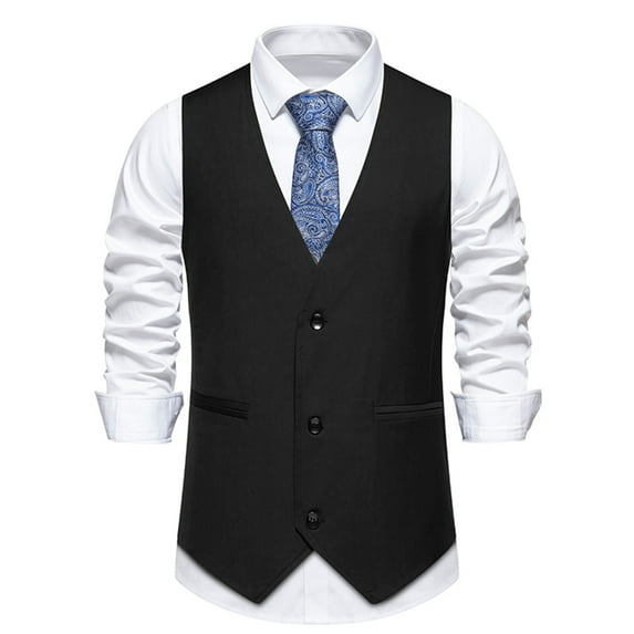 Suit Vest For Men Qiggri Men Solid Fashion Retro Have Pockets Button V-Neck Tanks Blouse Work Vest For Men