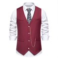 thumbnail image 1 of Suit Vest For Men Qiggri Men Solid Fashion Retro Have Pockets Button V-Neck Tanks Blouse Work Vest For Men, 1 of 6