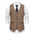 thumbnail image 1 of Suit Vests for Men with Pockets Slim-Fit Business Work Dress Waistcoats Sleeveless Button-Down V Neck Vintage Tuxedos Vest 2025, 1 of 8