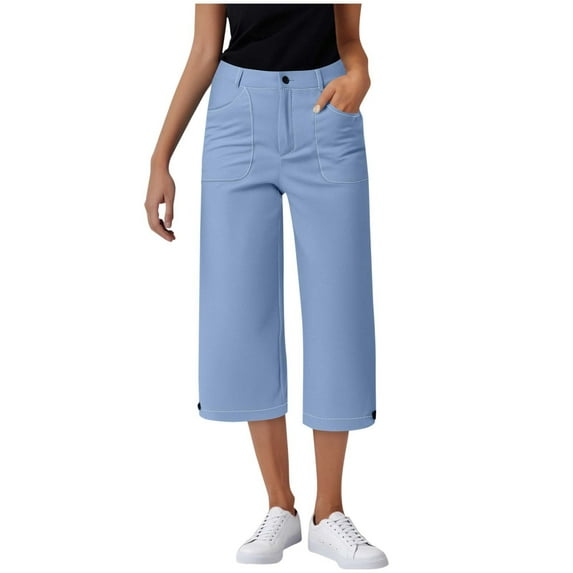 Suit Wide-Leg Capris for Womens High Waisted Put On Strech Capri Pants Tummy Control Quick Dry Active Pants Business Dressy Pant Trends Lightweight Capris office Work Capri Pant