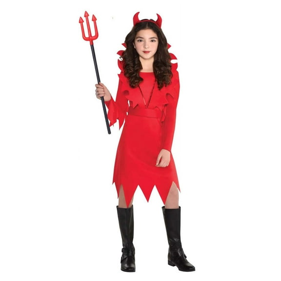 Suit Yourself Devious Devil Girl's Halloween Fancy-Dress Costume with Headband including Collar, L (12-14)
