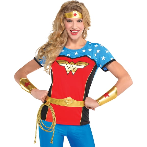 Suit Yourself Wonder Woman Costume Accessory Supplies for Adults, One Size, Include Gold Tiara, Gauntlets, and a Belt