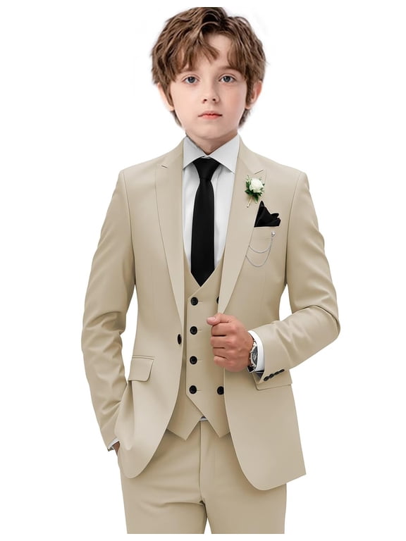 Suit for Boy Slim Fit 4 Piece Suit One Button Peak Lapel Formal Wedding Suits Prom Tuxedo Suits