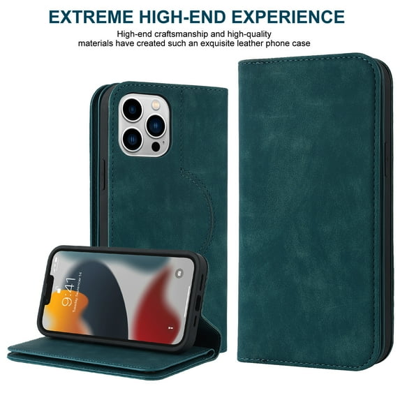 Suitable For IPhone14 Mobile Phone Leather Case Wireless Charging Mobile Phone Case Blue
