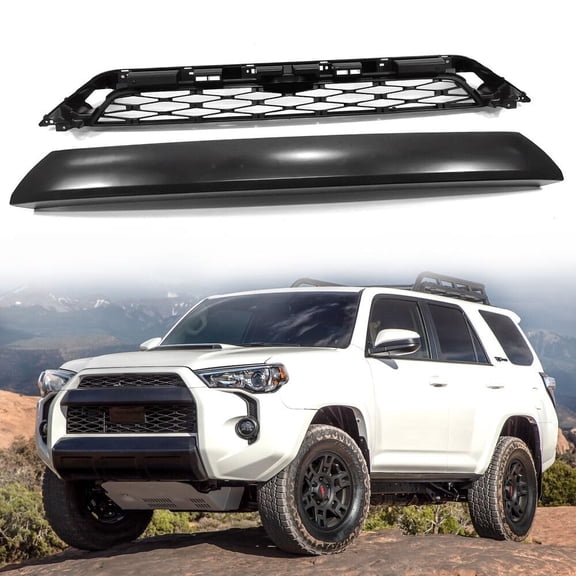 Suitable for Front Bumper Grille Replacement for 2014-2019 4Runner SR5, TRD Off-Road, TRD Pro - Black Unpainted Upper Mesh Grill Assembly (Not Compatible with Limited Model)