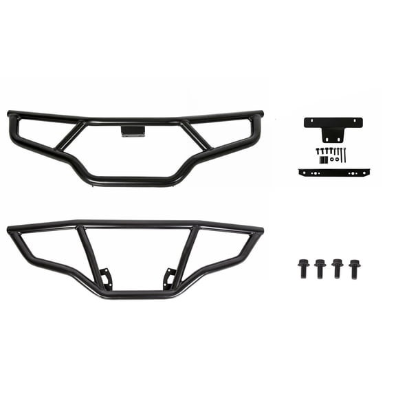 Suitable for Front & Rear Brush Guard Bumper 2Pcs Compatible with 2014-2024 Polaris Sportsman Touring 570 450 HO Black Steel Bumper Protector Replacement for 2879714 2879715
