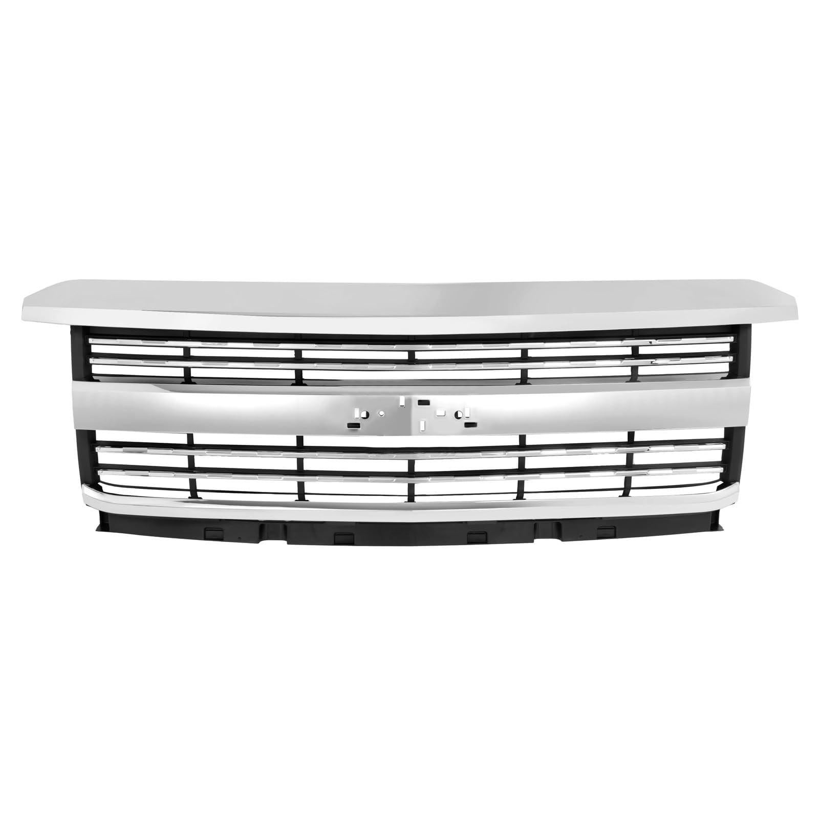 Suitable for Front Upper Grille Grill Compatible with 2015-2019 Chevy Chevrolet Silverado 2500 HD 3500 HD Bumper Upper Hood Grill Replacement for 23335298 Chrome Silvery+Black
