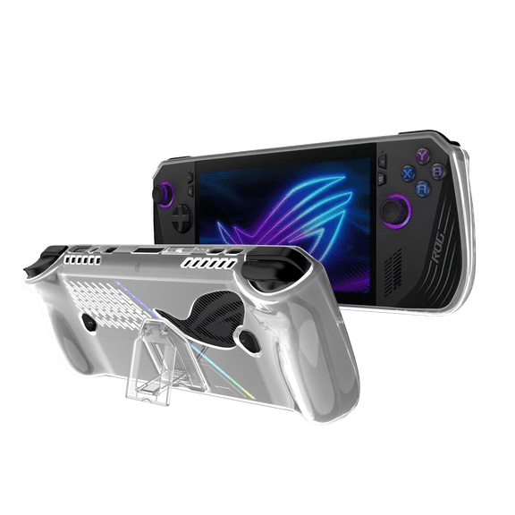 Suitable for ROG Ally X transparent protective case, shockproof back cover with bracket, handheld game console shell, fully covered with gaming accessories