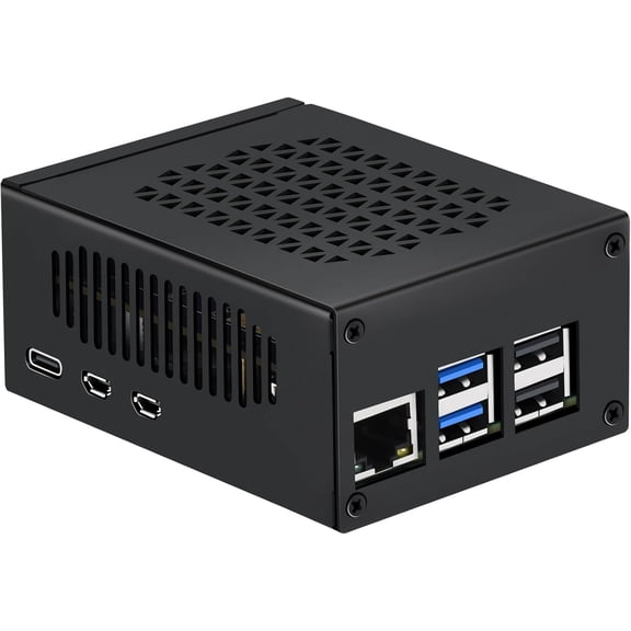 Suitable for Raspberry Pi 5 metal case, supports Raspberry Pi 5 active heat sink, supports transfer 2 shielded peripheral board, + (only includes case)