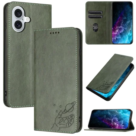 Suitable for Redmi 13 4G flip phone case, Luxury PU leather wallet phone case, hidden magnetic embossed palm planet, built-in card slot multifunctional phone case