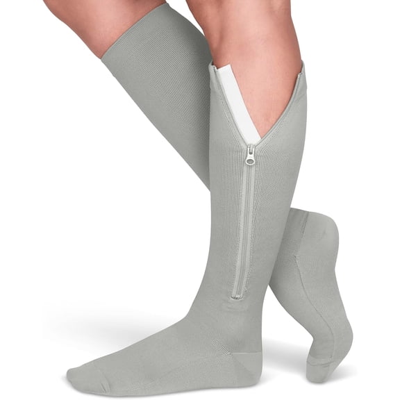 Suitable Varicose Veins, Seniors, Arthritis, AnSpider Vein,Sports play, Walking, and Daily , Zipper Compression Socks for Men & Women, 20-30mmHg Closed Toe Graduated Zippered Compression Stocking