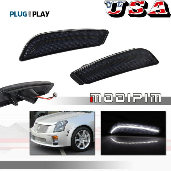 Suitable for 03-07 Cadillac CTS CTS V front marker light, smoke lens, white LED light-