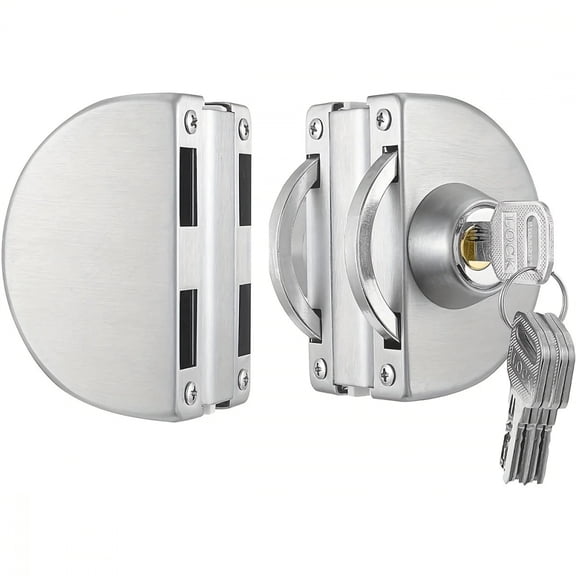 Suitable for 1/2 "Glass, 10mm to 12mm, Stainless Steel Double Bolt Rotary Sliding Access Control Office Glass Door Lock