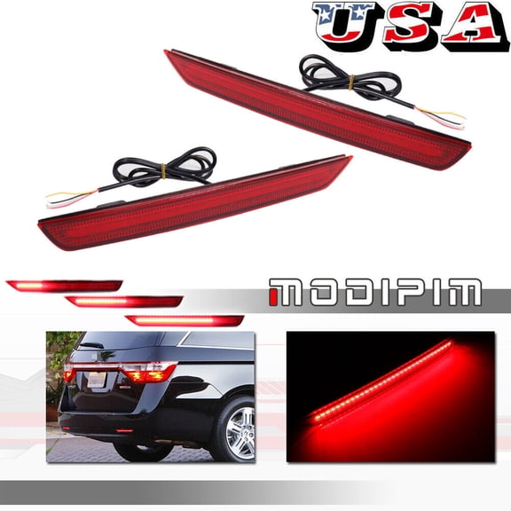 Suitable for 11 - 17 for Honda Odyssey Red Lens Red LED Tail Brake Sequential Signal Light Kit -