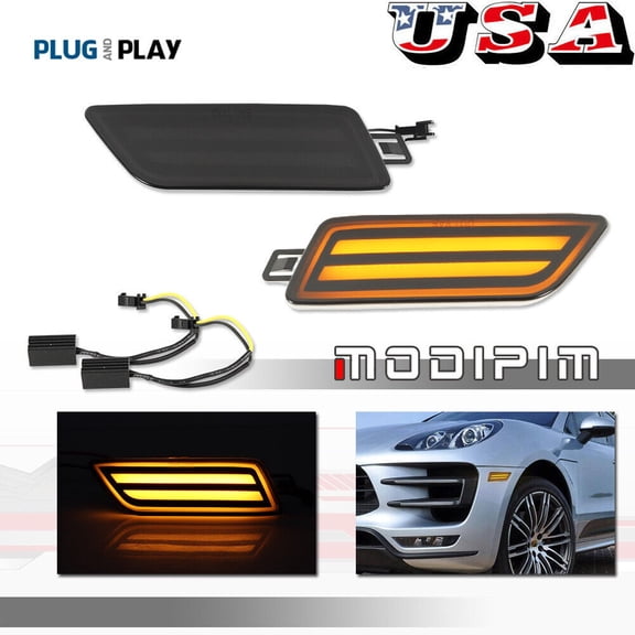 Suitable for 14-24 Porsche Macan 95B amber LED smoke turn signal side marker light-