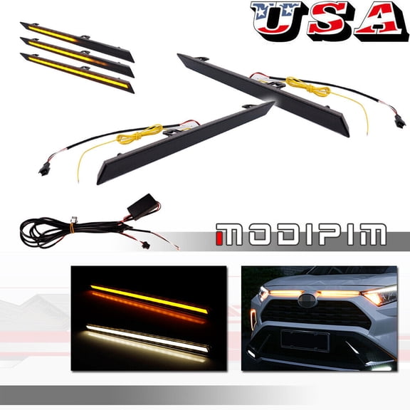 Suitable for 19, 20, 21 Toyota RAV4 smoke lens sequence, amber signal, white DRL LED light-