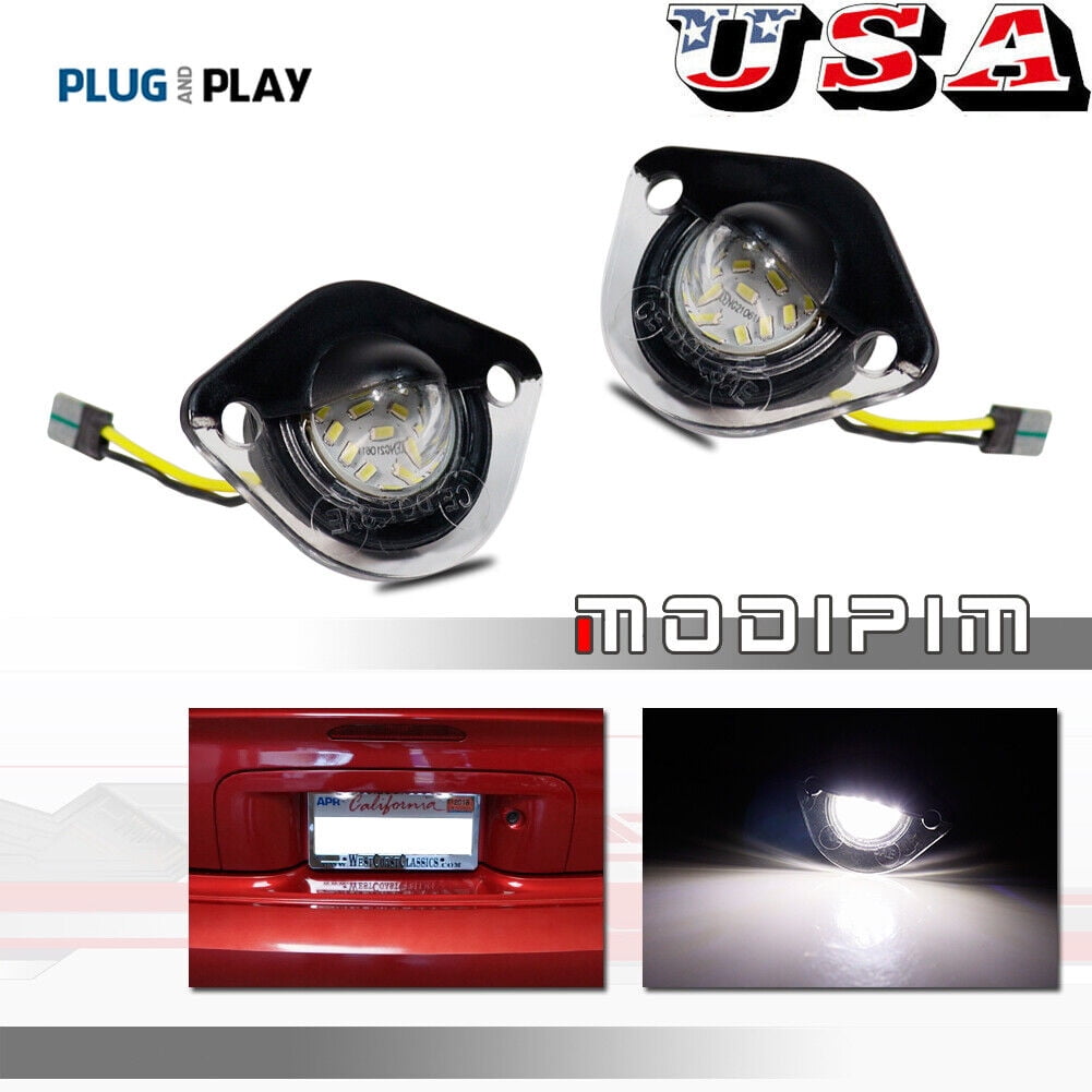 2X White LED License Plate Light Kit For 1994-2004 Ford Mustang - IP67 Waterproof, 6000K