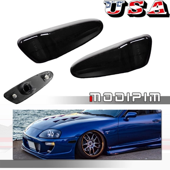 Suitable for 1997-1998 Toyota SUPRA MK4 smoked front bumper side marker light lens kit-