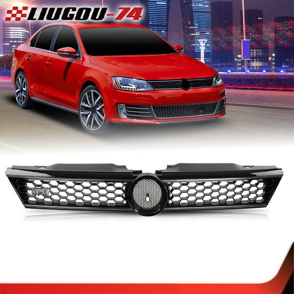 Suitable for 2011-2014 Vw Jetta front grille decorative gloss black honeycomb with chrome color-