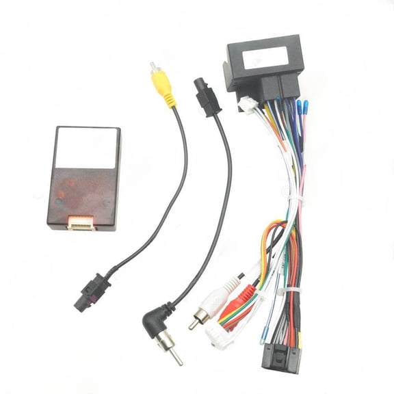 Suitable for 2011 Volkswagen Touareg Android navigation modification line, large screen machine power cord 16P tail cable+protocol box