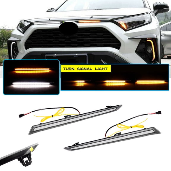 Suitable for 2019 Toyota RAV4 transparent switch LED white DRL amber turn signal-