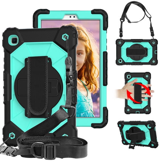 Suitable for 2021 shoulder strap Samsung TABA7liteT220/T220 rotating hand support three-proof bracket anti-fall silicone sleeve