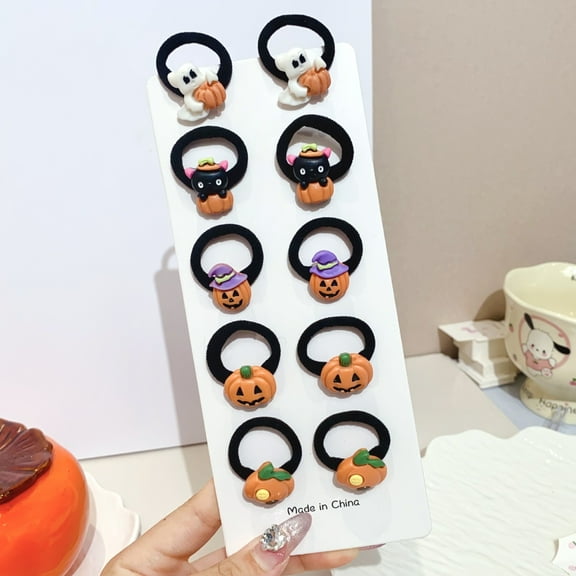 Suitable for 2025 Cross-Border New Halloween Cute and Funny Children's Hair Ties Non-Damaging High Elasticity Girls' Hair Accessories Headwear