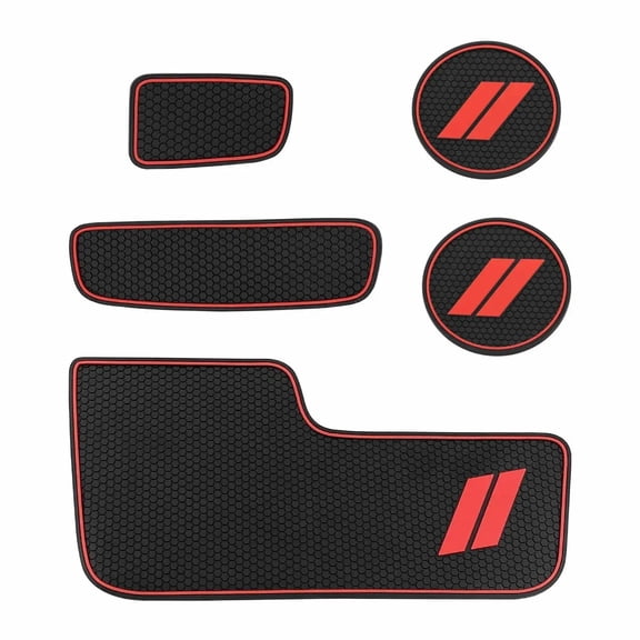 Suitable for 5pcs Cup Holder Insert & Center Console Liner Mats for 2014 2015 2016 2017 2018 2019 Dodge Durango Non Slip Storage Bin Mat Trim