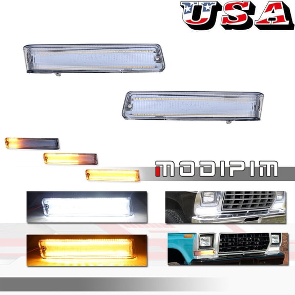 Suitable for 73-79 Ford F-150 trucks 78-79 Mustang amber and white LED DRL turn signal lights-