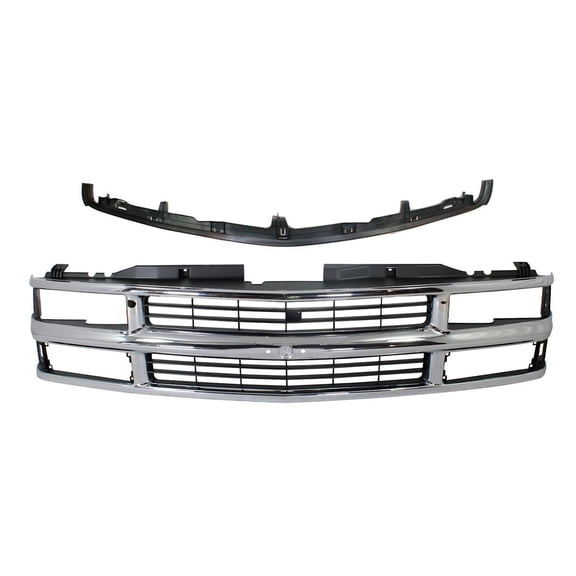 Suitable for Chrome Front Grille Assembly Kit for Chevrolet C1500 (1994-1999), C2500 (1994-2000), C3500, K1500 - Black Insert Finish
