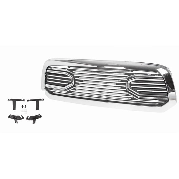 Suitable for Front Replacement Shell Grille Compatible with 2013-2018 Dodge RAM 1500 (W/O Light) Chrome Big Horn Grill