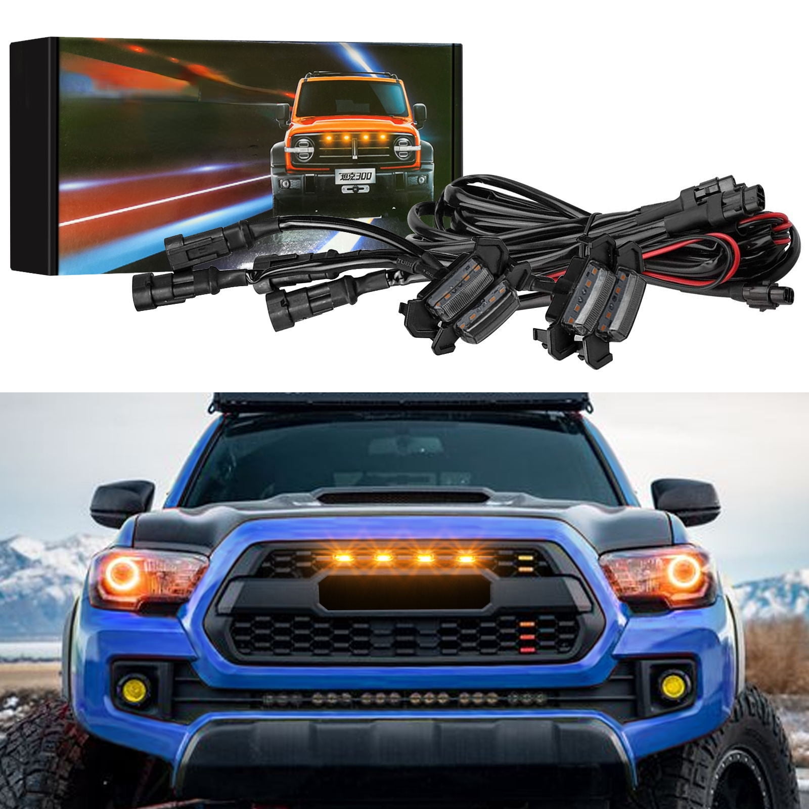 Suitable for Toyota TRD Pro front grille medium grid led yellow