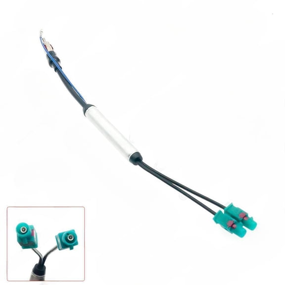 Suitable for Volkswagen Audi dual head FAKRA-DIN radio antenna adapter, FM radio antenna amplifier