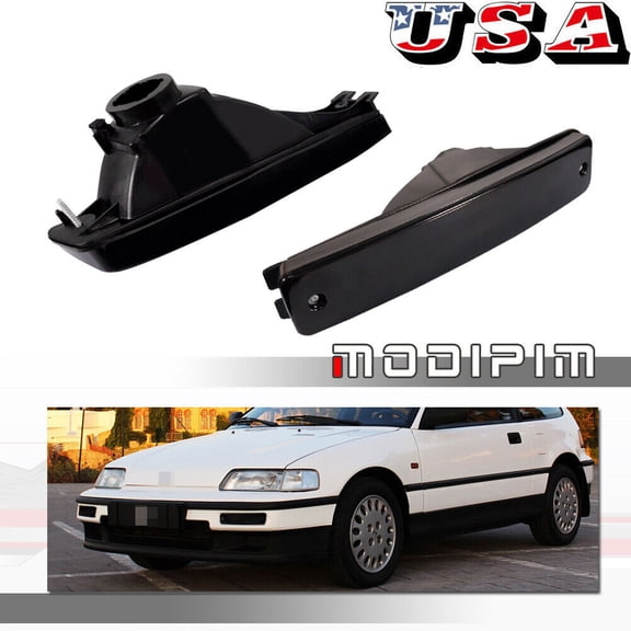 Smoke Front Bumper Trim Cover for 1990 - 1991 for Honda CR-X / CRX Turn Signal Lights -