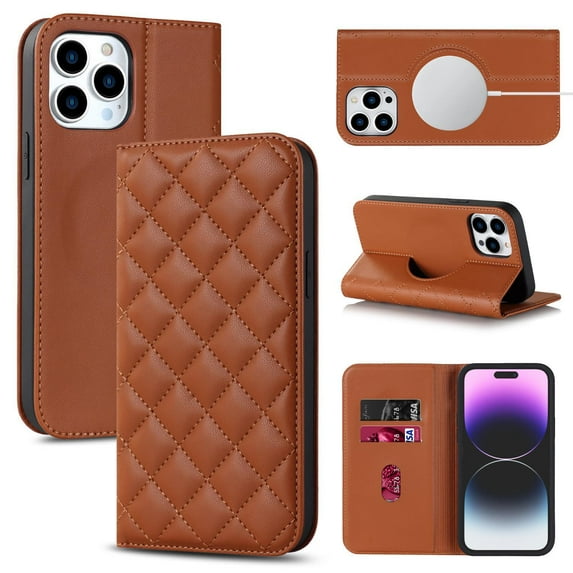 Suitable for iphone14promax flip magnetic wireless charger phone leather case