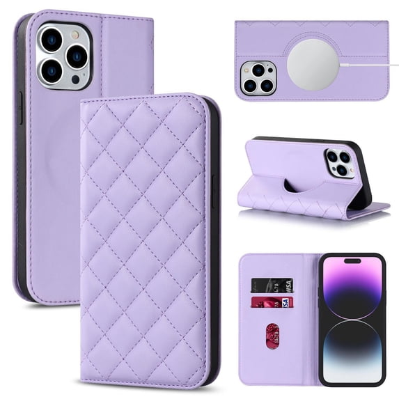 Suitable for iphone15plus flip magnetic wireless charger phone leather case