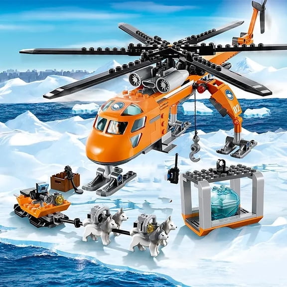 Suitable for urban series polar lifting helicopter building blocks Arctic airplane boy assembling toys Christmas gifts