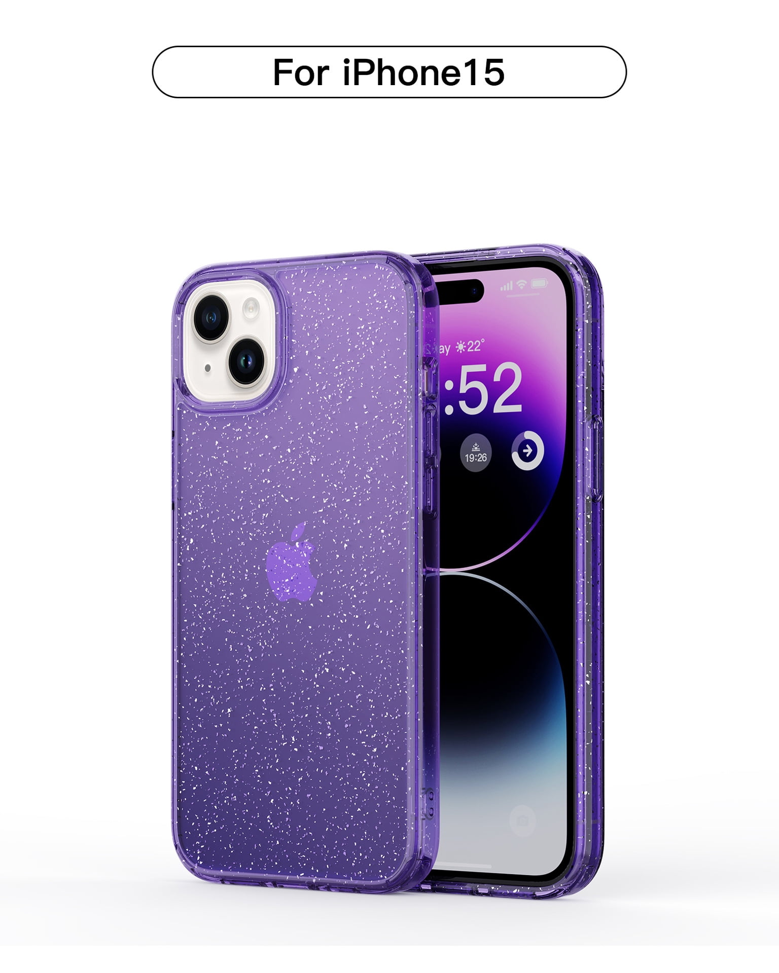 Shopping X-level Für Iphone 15 Pro Max Back Case Glitter Pulver  Anti-kratzer Transparenter Tpu-telefonabdeckung - Lila in China