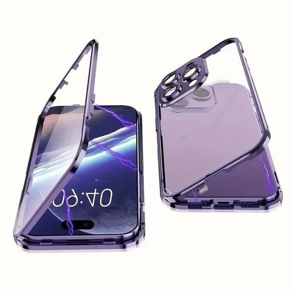 Suitable for iPhone 17/17pro/17pro Max/17AiR anti-peep magnetic mobile phone case transparent back panel metal frame anti-peep privacy double-sided anti-peep tempered film phone case