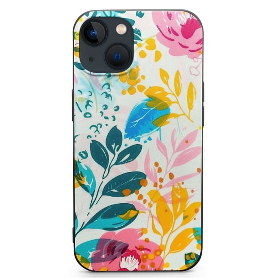Suitable for iPhone phone case cute girl aesthetic designer phone case compatible with iPhone 14 printed palm leaf colorful tropical plant summer pattern