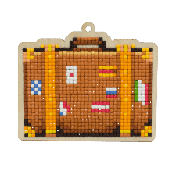 Suitcase CSw386 Diamond Painting On Plywood Kit Plastic Canvas Wood Brown Easy Small By Crafting Spark Flags