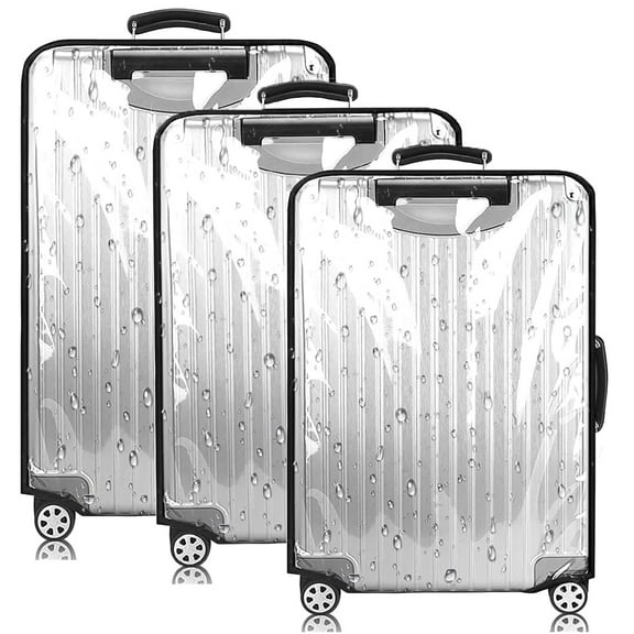 3 PCS Luggage Covers for Suitcase,Clear PVC Luggage Cover Protectors - Transparent Waterproof Suitcase Sleeve for 20"+24"+28" Wheeled Suitcases