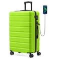 thumbnail image 1 of Checked Luggage PC ABS Hardside Lightweight Suitcase with Wheels USB Port TSA Lock 24 inch AppleGreen, 1 of 7
