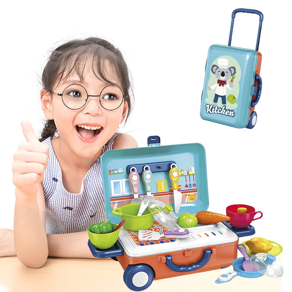 Suitcase Kitchens Playset Kit, Portable Journey Toy, Chef Play