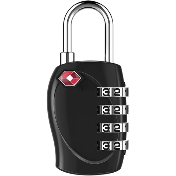 Suitcase Lock TSA Approved, 4 Digit Combination Luggage Lock Resettable for Backpack, Briefcase, Tent, Small Gym Locker Padlock (Black)
